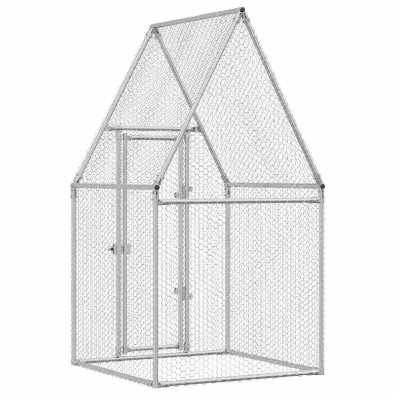 vidaXL vistu būris, sudrabains, 100x100x190 cm, cinkots tērauds