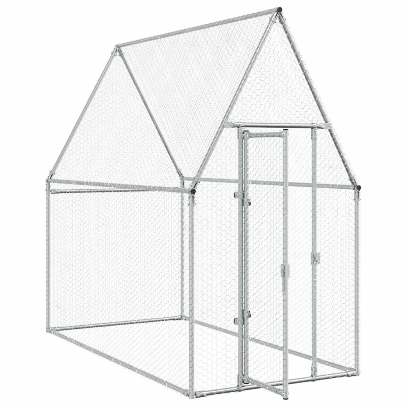 vidaXL vistu būris, sudrabains, 200x100x190 cm, cinkots tērauds