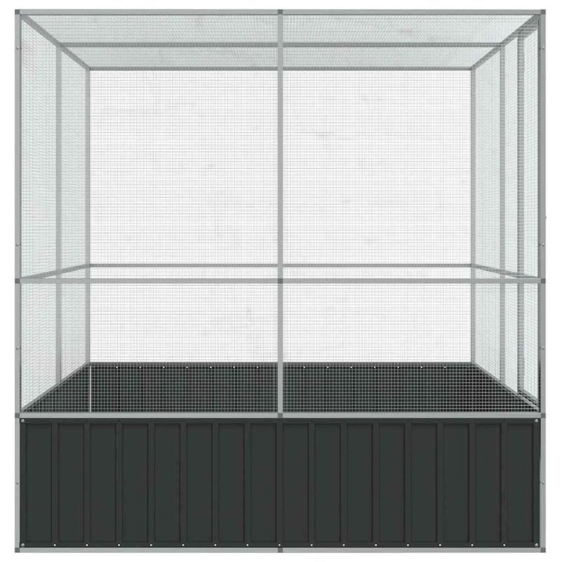 vidaXL putnu māja, sudraba krāsa, 211x207x212 cm, tērauds