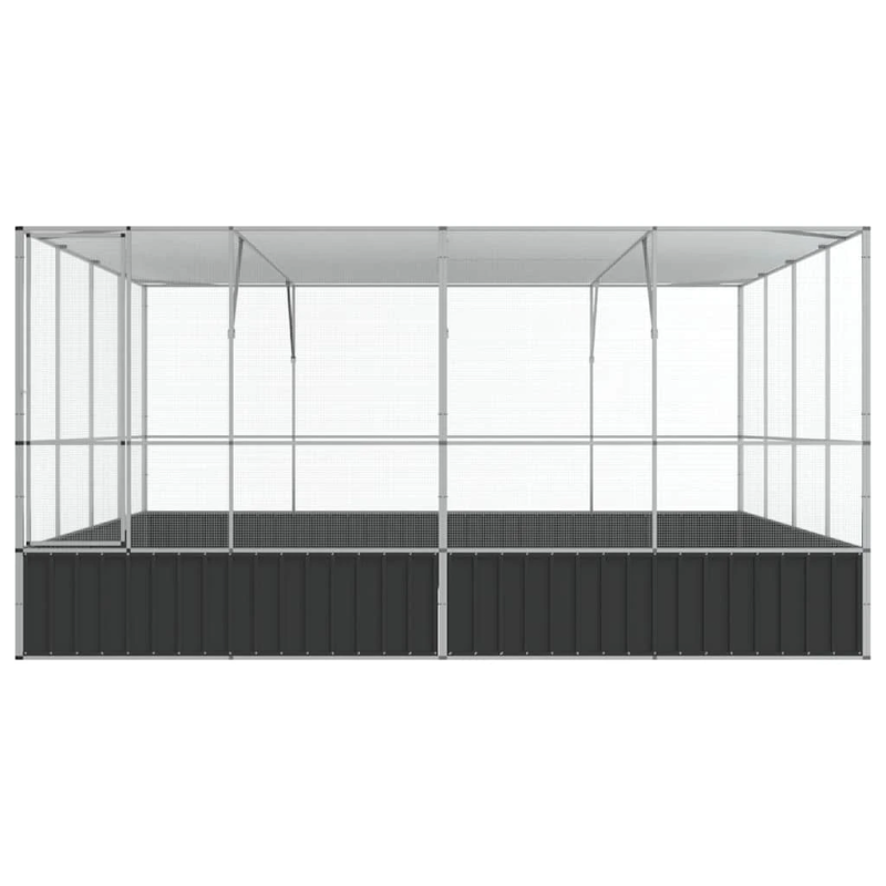 vidaXL putnu māja, sudraba krāsa, 418x414x212 cm, tērauds