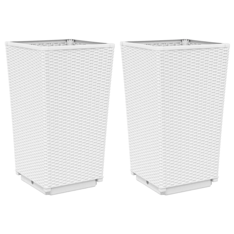 vidaXL dārza puķu kastes, 2 gab., baltas, 32,5x32,5x57 cm, PP