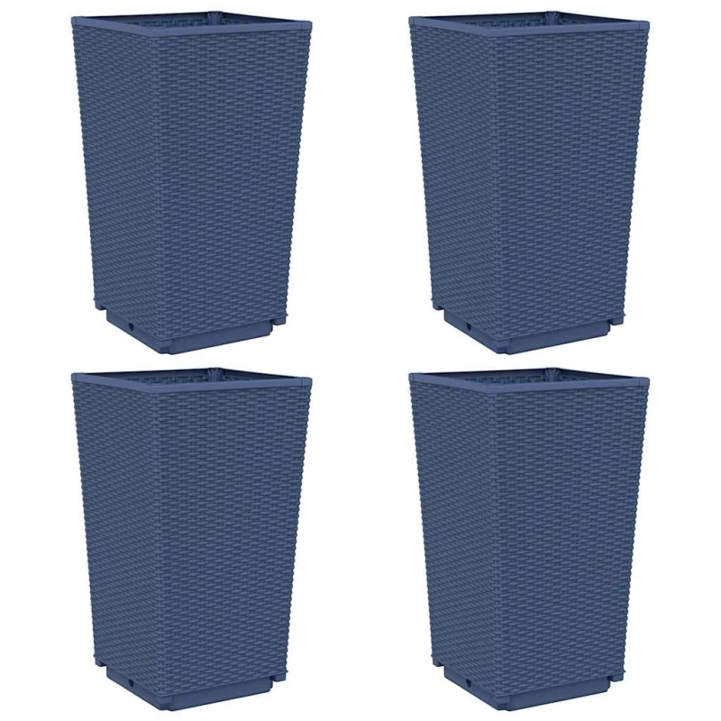 vidaXL dārza puķu kastes, 4 gab., zili pelēkas, 32,5x32,5x57 cm, PP