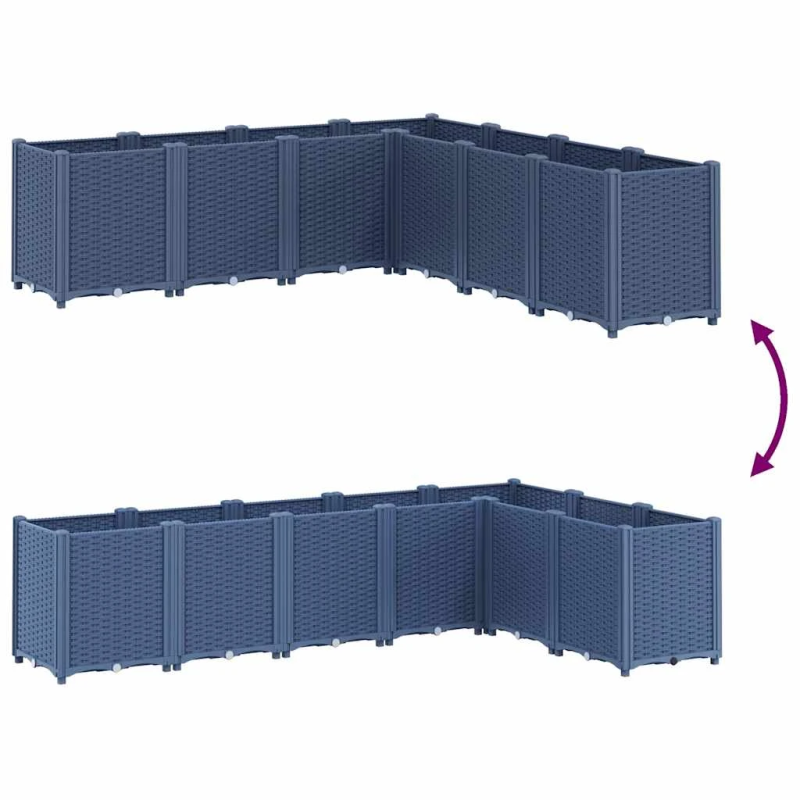 vidaXL dārza puķu kaste, zili pelēka, 160x160x53 cm, PP