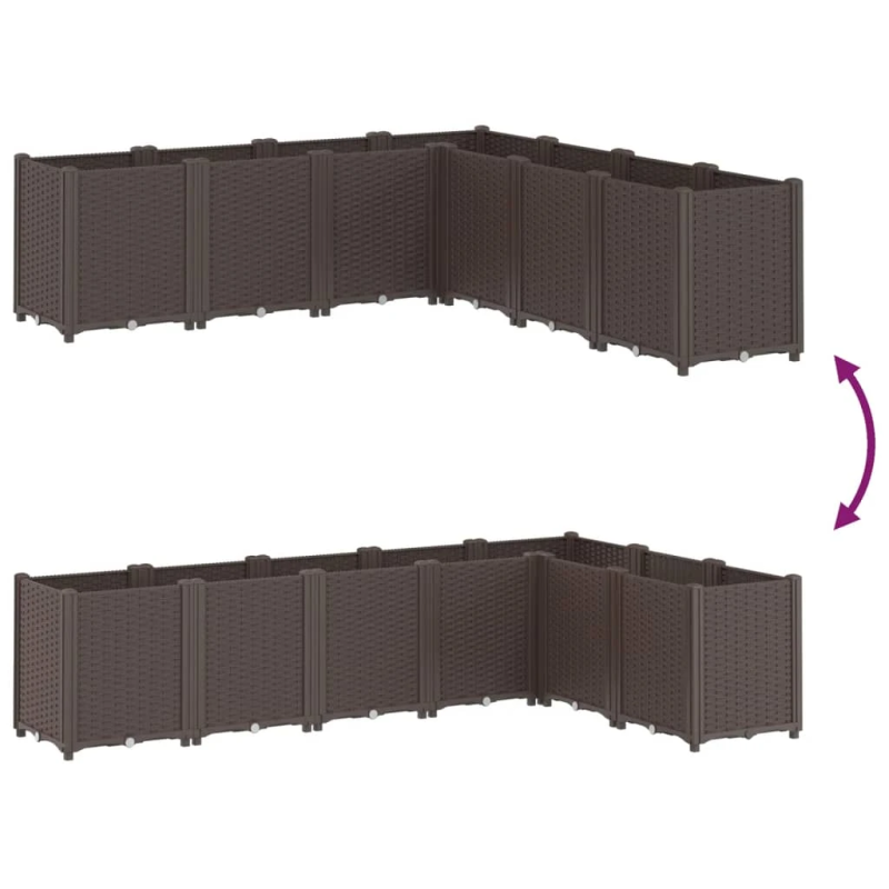 vidaXL dārza puķu kaste, brūna, 160x160x53 cm, PP