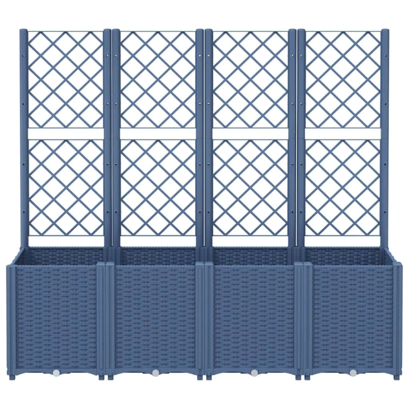 vidaXL dārza puķu kaste ar špaleru, zili pelēka, 160x40x140 cm, PP