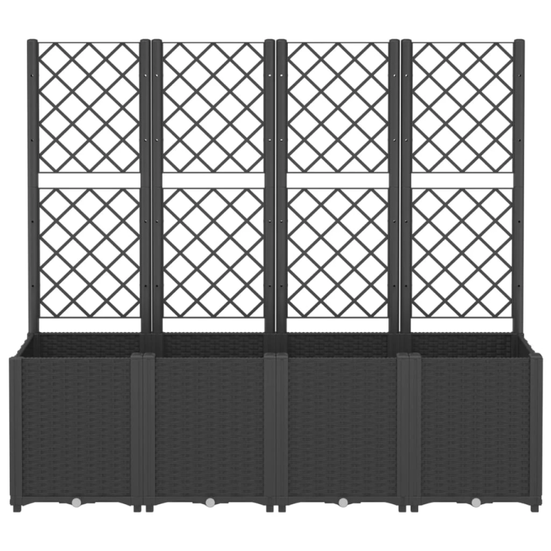 vidaXL dārza puķu kaste ar špaleru, melna, 160x40x140 cm, PP