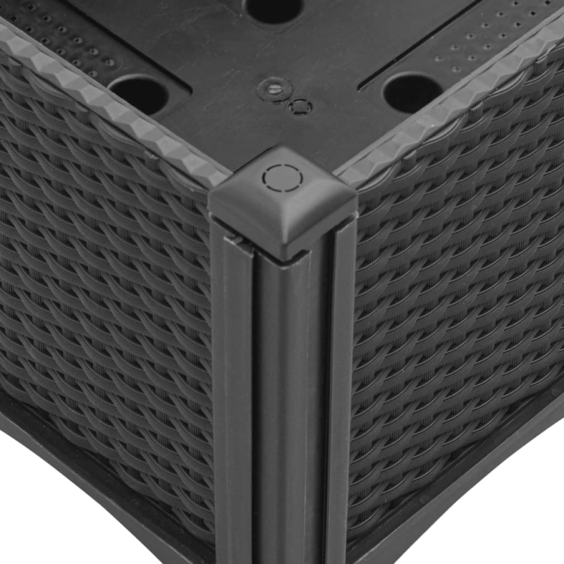 vidaXL dārza puķu kaste ar kājām, melna, 40x40x42 cm, PP