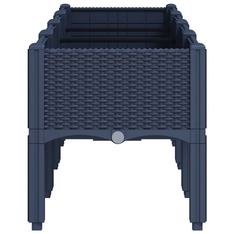 vidaXL dārza puķu kaste ar kājām, zili pelēka, 160x40x42 cm, PP