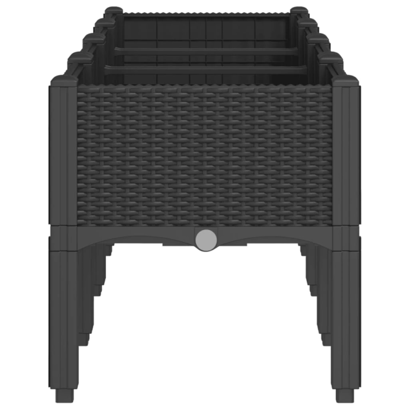 vidaXL dārza puķu kaste ar kājām, melna, 160x40x42 cm, PP