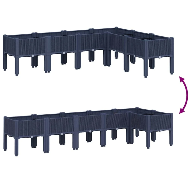 vidaXL dārza puķu kaste ar kājām, zili pelēka, 160x120x42 cm, PP