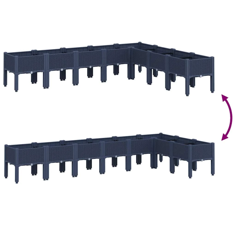 vidaXL dārza puķu kaste ar kājām, zili pelēka, 200x160x42 cm, PP