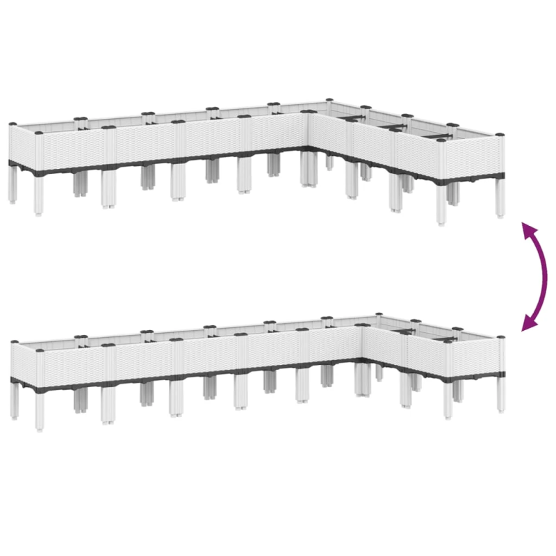 vidaXL dārza puķu kaste ar kājām, balta, 200x160x42 cm, PP