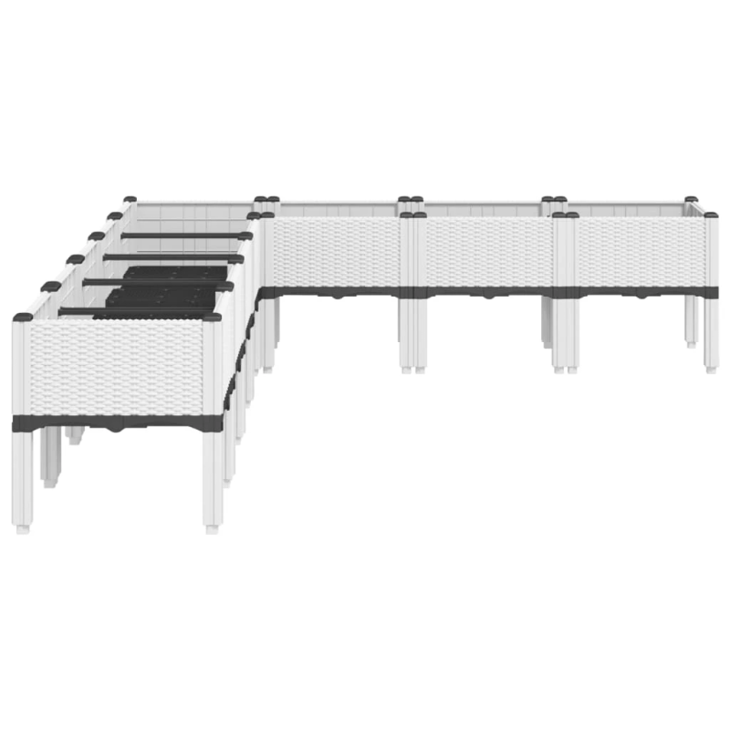 vidaXL dārza puķu kaste ar kājām, balta, 200x160x42 cm, PP