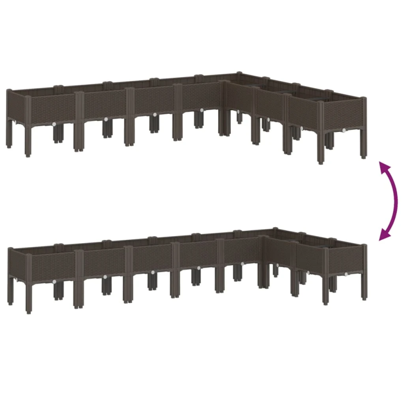 vidaXL dārza puķu kaste ar kājām, brūna, 200x160x42 cm, PP