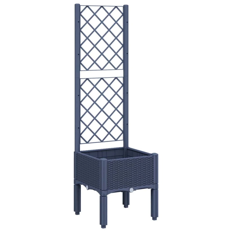 vidaXL dārza puķu kaste ar špaleru, zili pelēka, 40x40x142 cm, PP