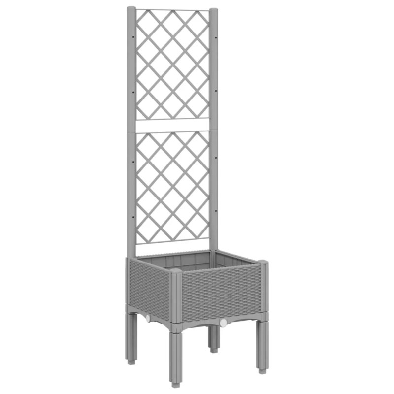 vidaXL dārza puķu kaste ar špaleru, gaiši pelēka, 40x40x142 cm, PP