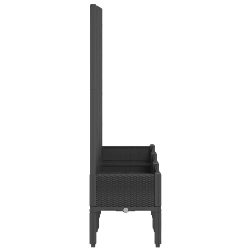 vidaXL dārza puķu kaste ar špaleru, melna, 120x40x142 cm, PP