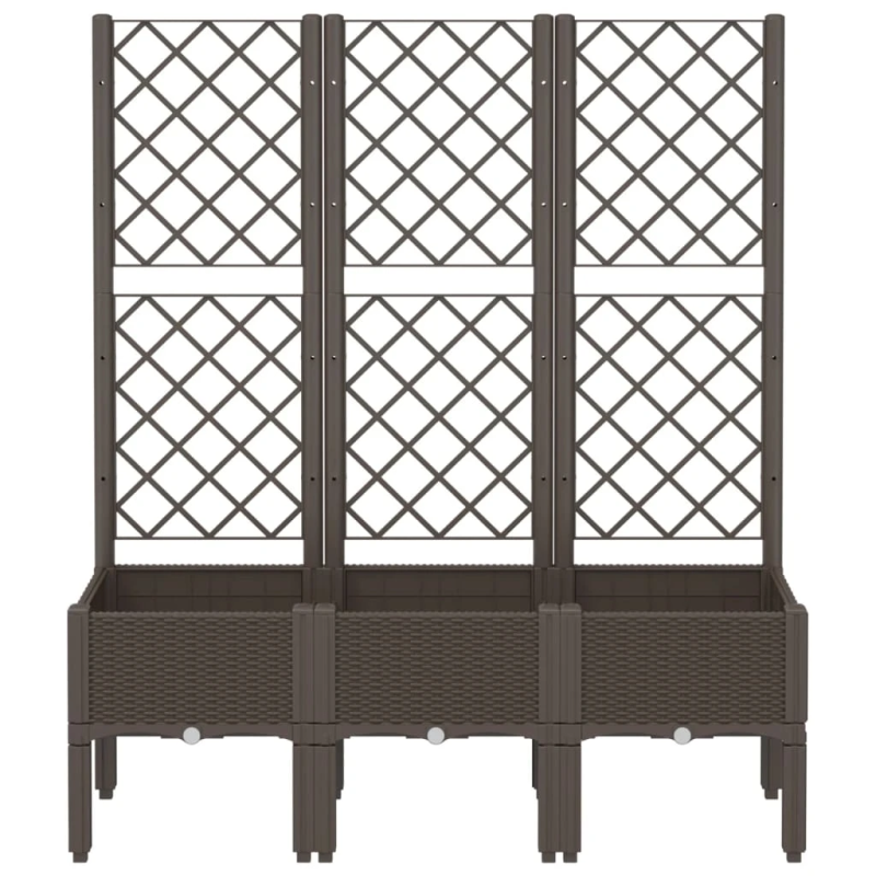vidaXL dārza puķu kaste ar špaleru, brūna, 120x40x142 cm, PP