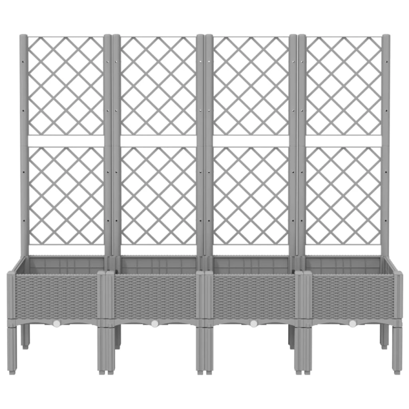 vidaXL dārza puķu kaste ar špaleru, gaiši pelēka, 160x40x142 cm, PP