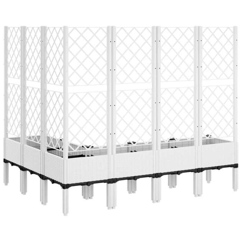 vidaXL dārza puķu kaste ar špaleru, balta, 160x120x142 cm, PP