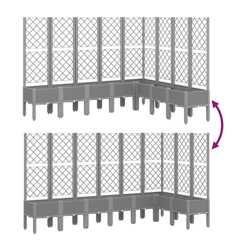 vidaXL dārza puķu kaste ar špaleru, gaiši pelēka, 200x160x142 cm, PP