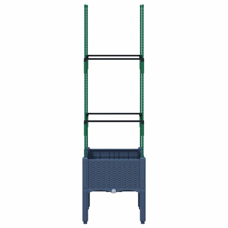 vidaXL dārza puķu kaste ar špaleru, zili pelēka, 40x40x142,5 cm, PP