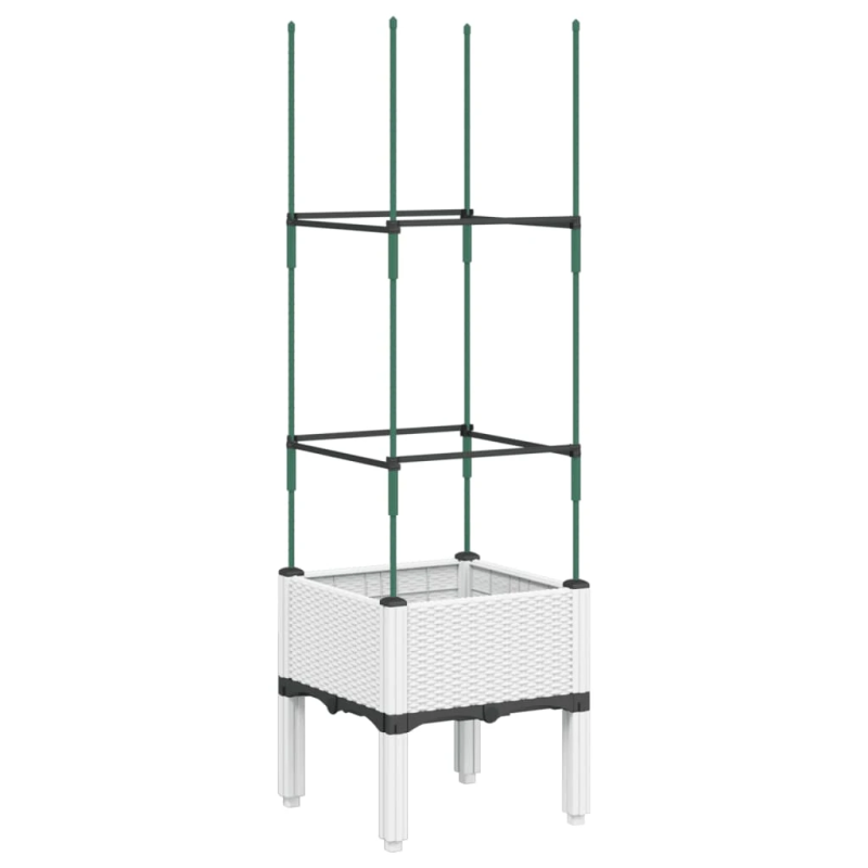 vidaXL dārza puķu kaste ar špaleru, balta, 40x40x142,5 cm, PP