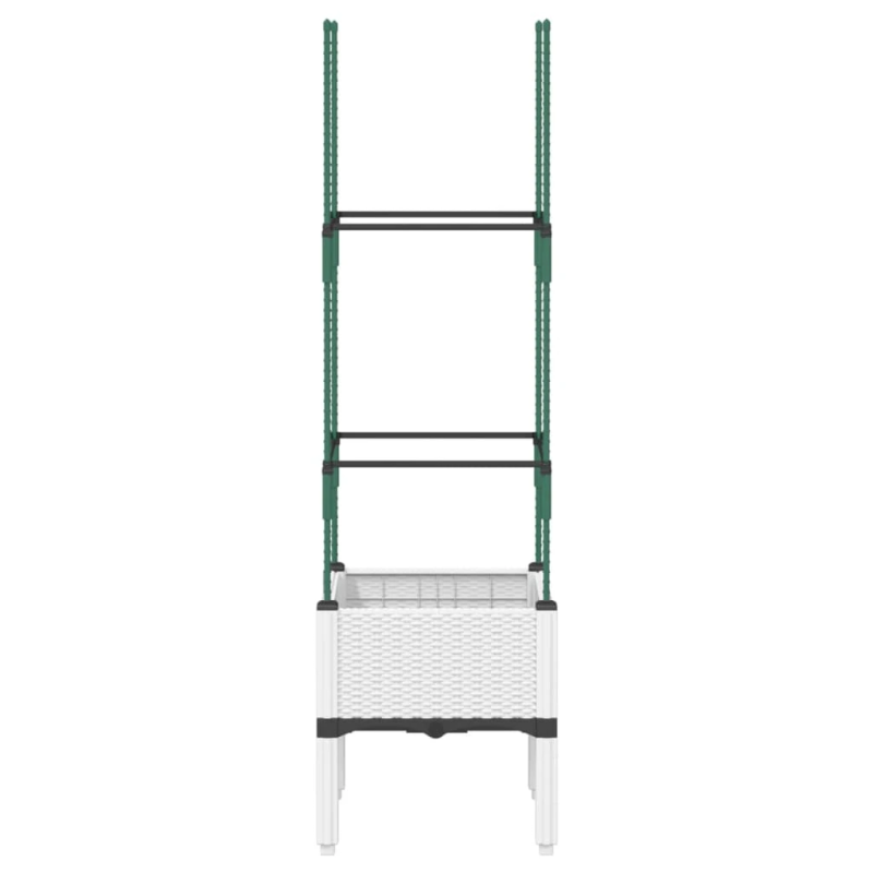 vidaXL dārza puķu kaste ar špaleru, balta, 40x40x142,5 cm, PP