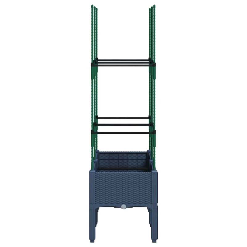 vidaXL dārza puķu kaste ar špaleru, zili pelēka, 80x40x142,5 cm, PP