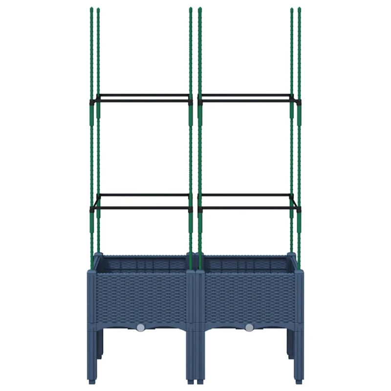 vidaXL dārza puķu kaste ar špaleru, zili pelēka, 80x40x142,5 cm, PP