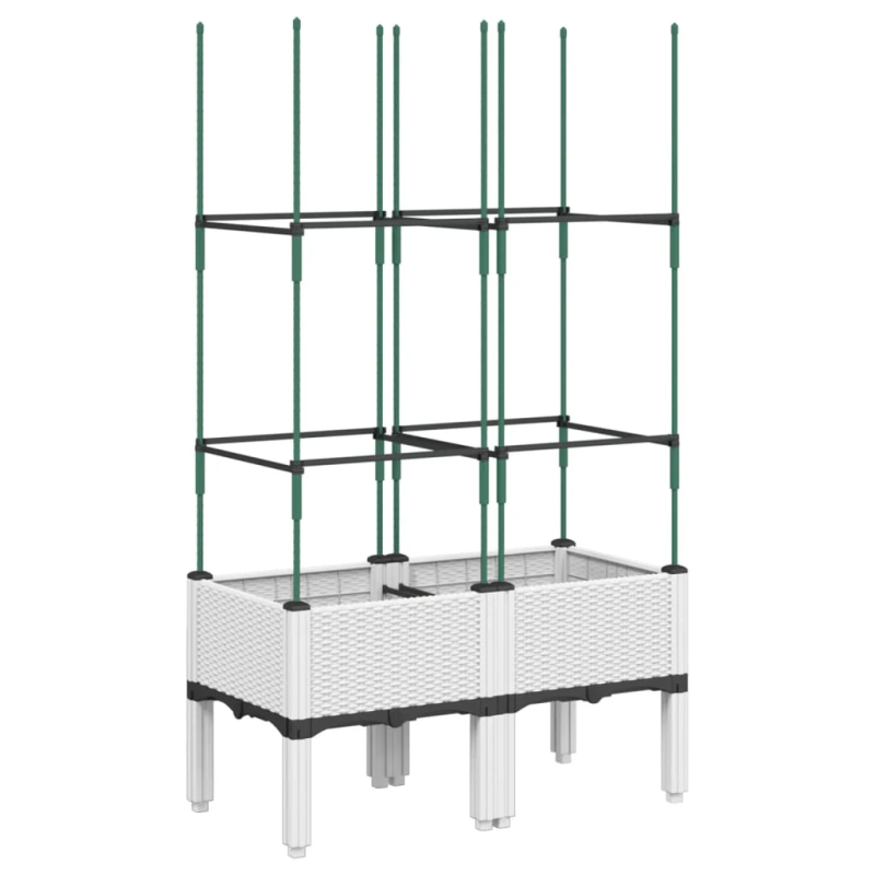 vidaXL dārza puķu kaste ar špaleru, balta, 80x40x142,5 cm, PP