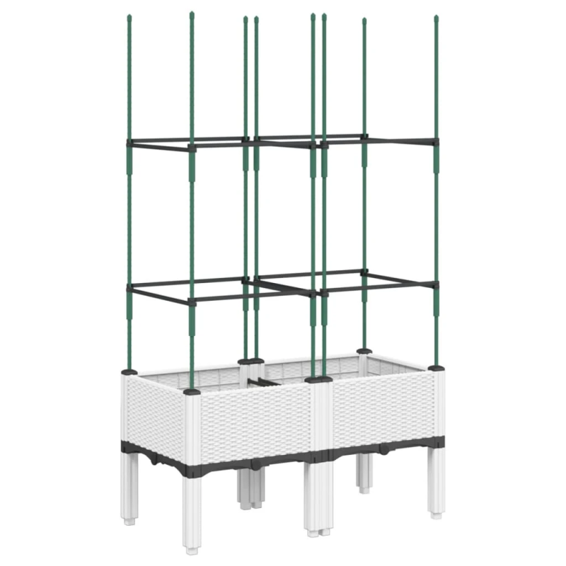 vidaXL dārza puķu kaste ar špaleru, balta, 80x40x142,5 cm, PP