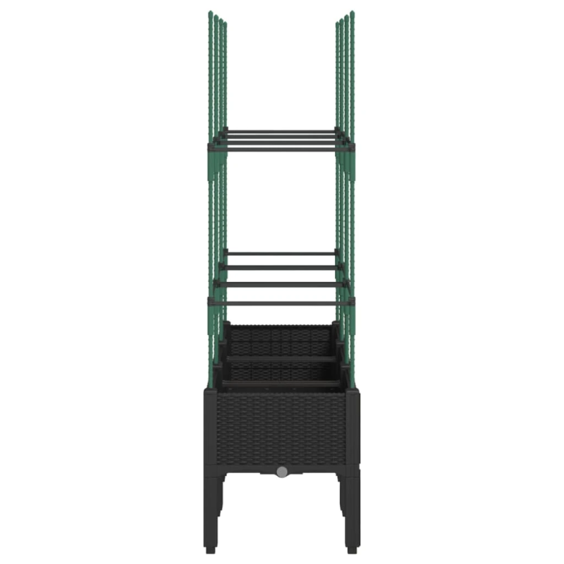 vidaXL dārza puķu kaste ar špaleru, melna, 120x40x142,5 cm, PP