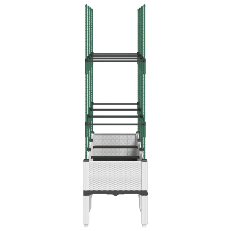 vidaXL dārza puķu kaste ar špaleru, balta, 120x40x142,5 cm, PP