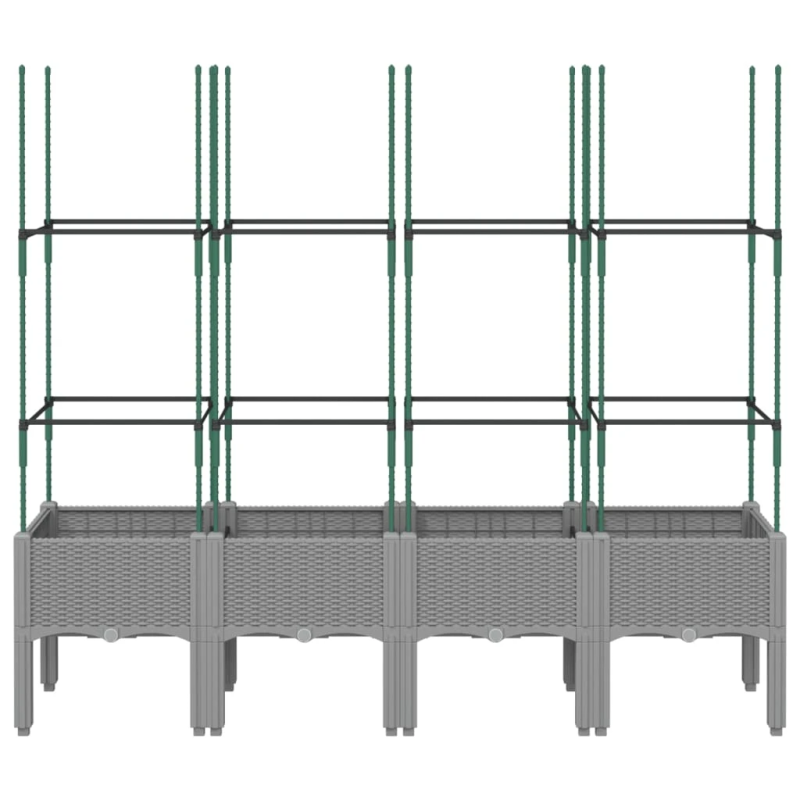 vidaXL dārza puķu kaste ar špaleru, gaiši pelēka, 160x40x142,5 cm, PP