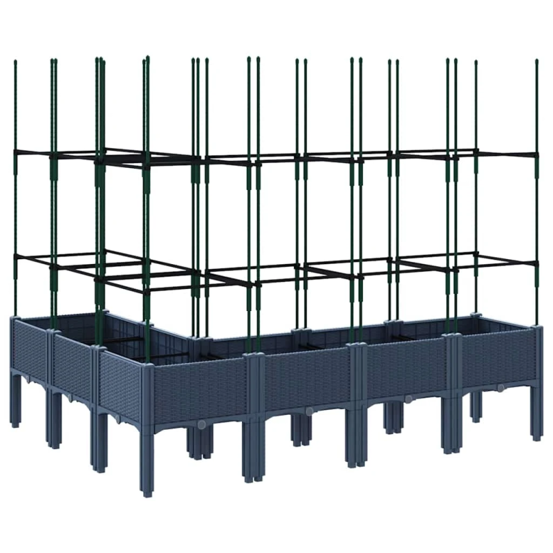 vidaXL dārza puķu kaste ar špaleru, zili pelēka, 160x120x142,5 cm, PP