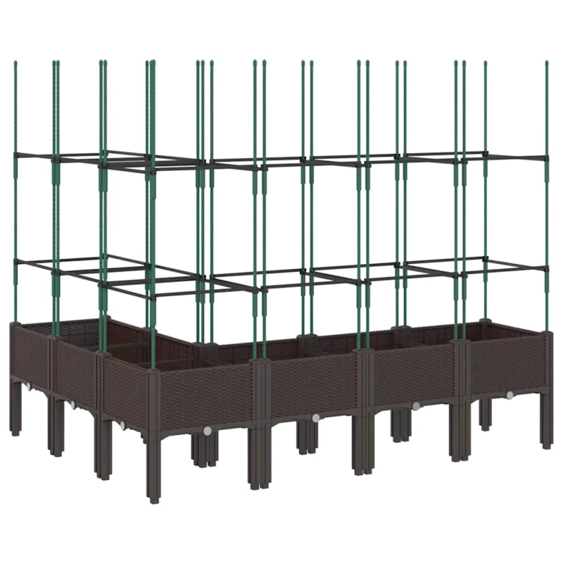 vidaXL dārza puķu kaste ar špaleru, brūna, 160x120x142,5 cm, PP