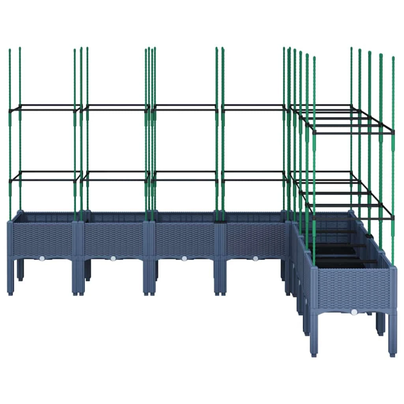 vidaXL dārza puķu kaste ar špaleru, zili pelēka, 200x160x142,5 cm, PP