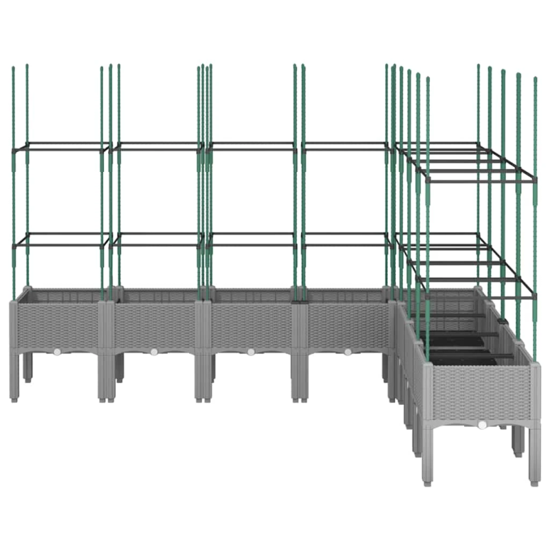 vidaXL dārza puķu kaste ar špaleru, gaiši pelēka, 200x160x142,5 cm, PP