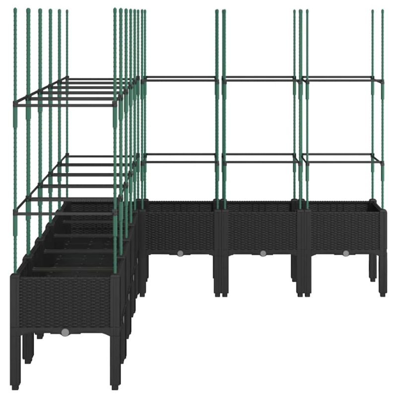 vidaXL dārza puķu kaste ar špaleru, melna, 200x160x142,5 cm, PP