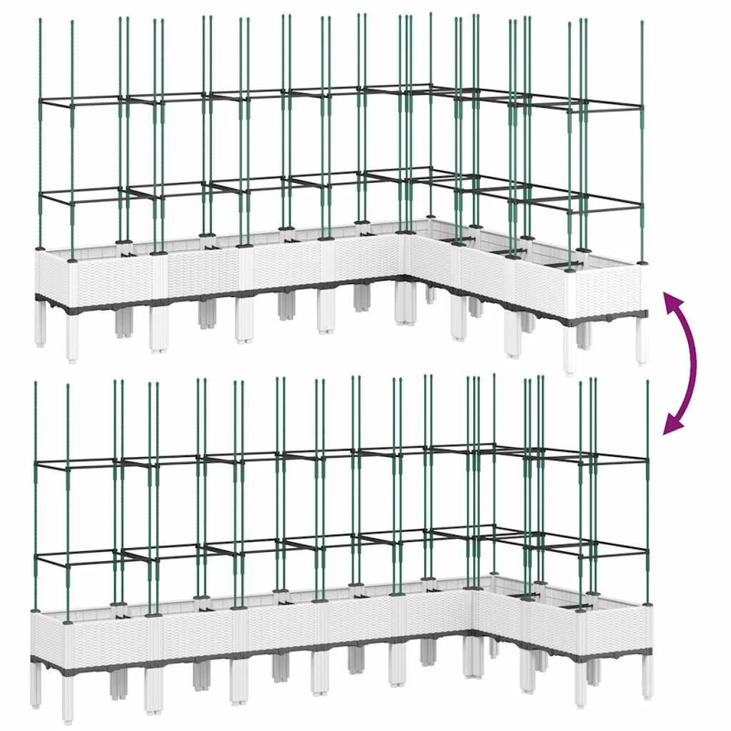 vidaXL dārza puķu kaste ar špaleru, balta, 200x160x142,5 cm, PP
