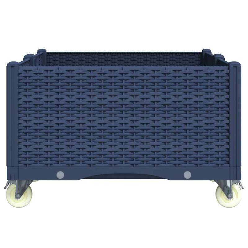 vidaXL dārza puķu kaste ar riteņiem, zili pelēka, 100x80x54 cm, PP