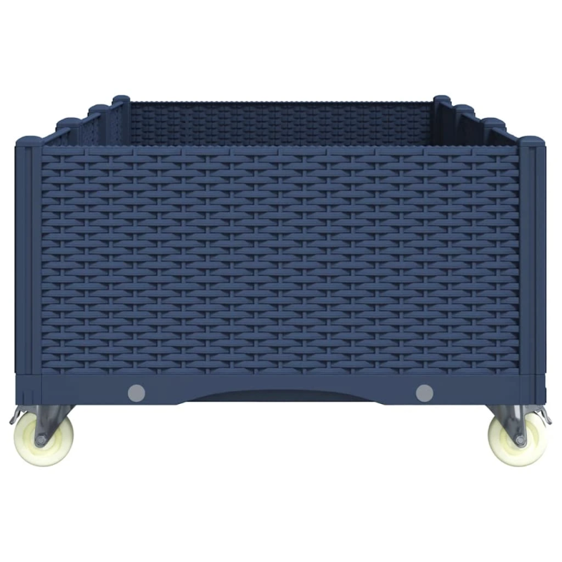 vidaXL dārza puķu kaste ar riteņiem, zili pelēka, 150x80x54 cm, PP