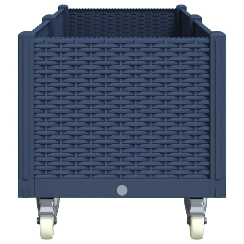 vidaXL dārza puķu kaste ar riteņiem, zili pelēka, 160x50x54 cm, PP