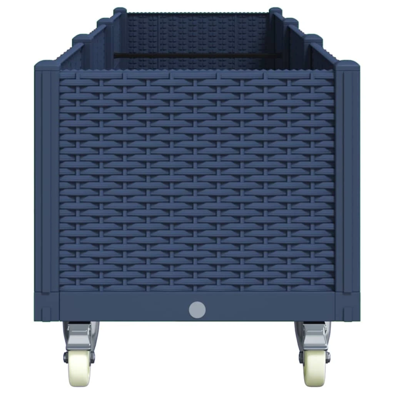 vidaXL dārza puķu kaste ar riteņiem, zili pelēka, 240x50x54 cm, PP