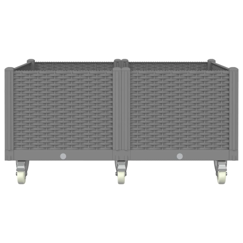 vidaXL dārza puķu kaste ar riteņiem, gaiši pelēka, 100x80x54 cm, PP