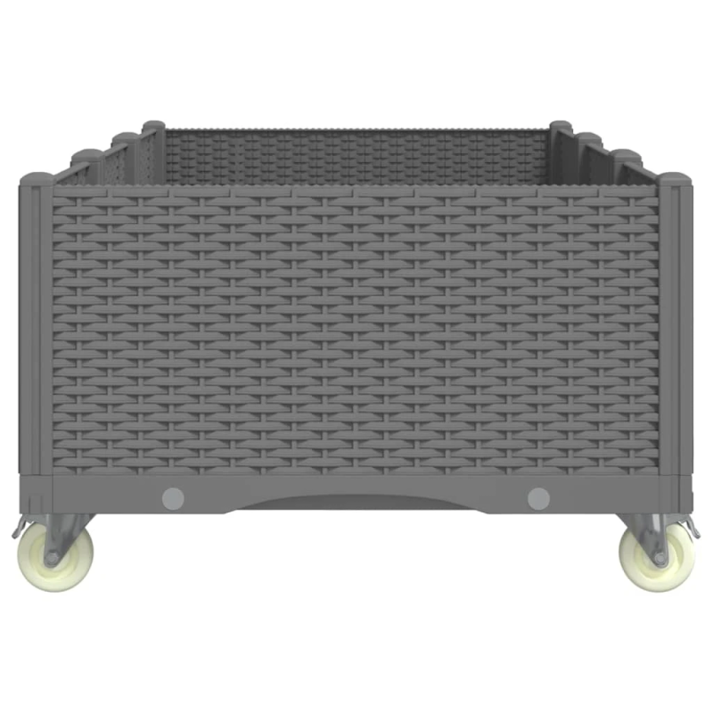 vidaXL dārza puķu kaste ar riteņiem, gaiši pelēka, 150x80x54 cm, PP