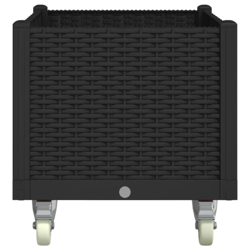 vidaXL dārza puķu kaste ar riteņiem, melna, 80x50x54 cm, PP