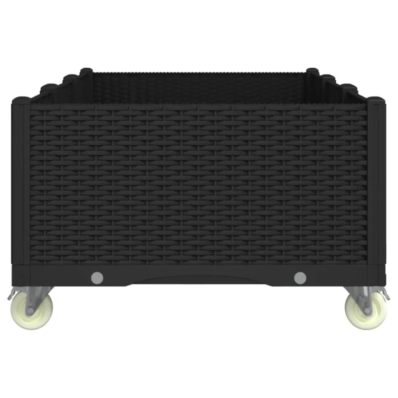 vidaXL dārza puķu kaste ar riteņiem, melna, 150x80x54 cm, PP