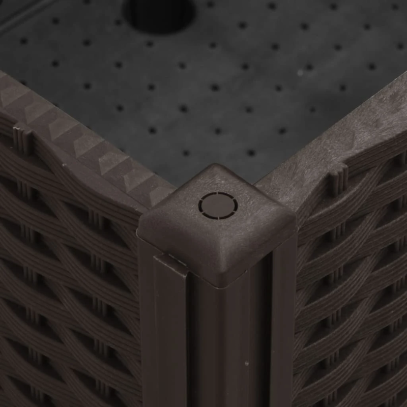 vidaXL dārza puķu kaste ar riteņiem, brūna, 100x80x54 cm, PP